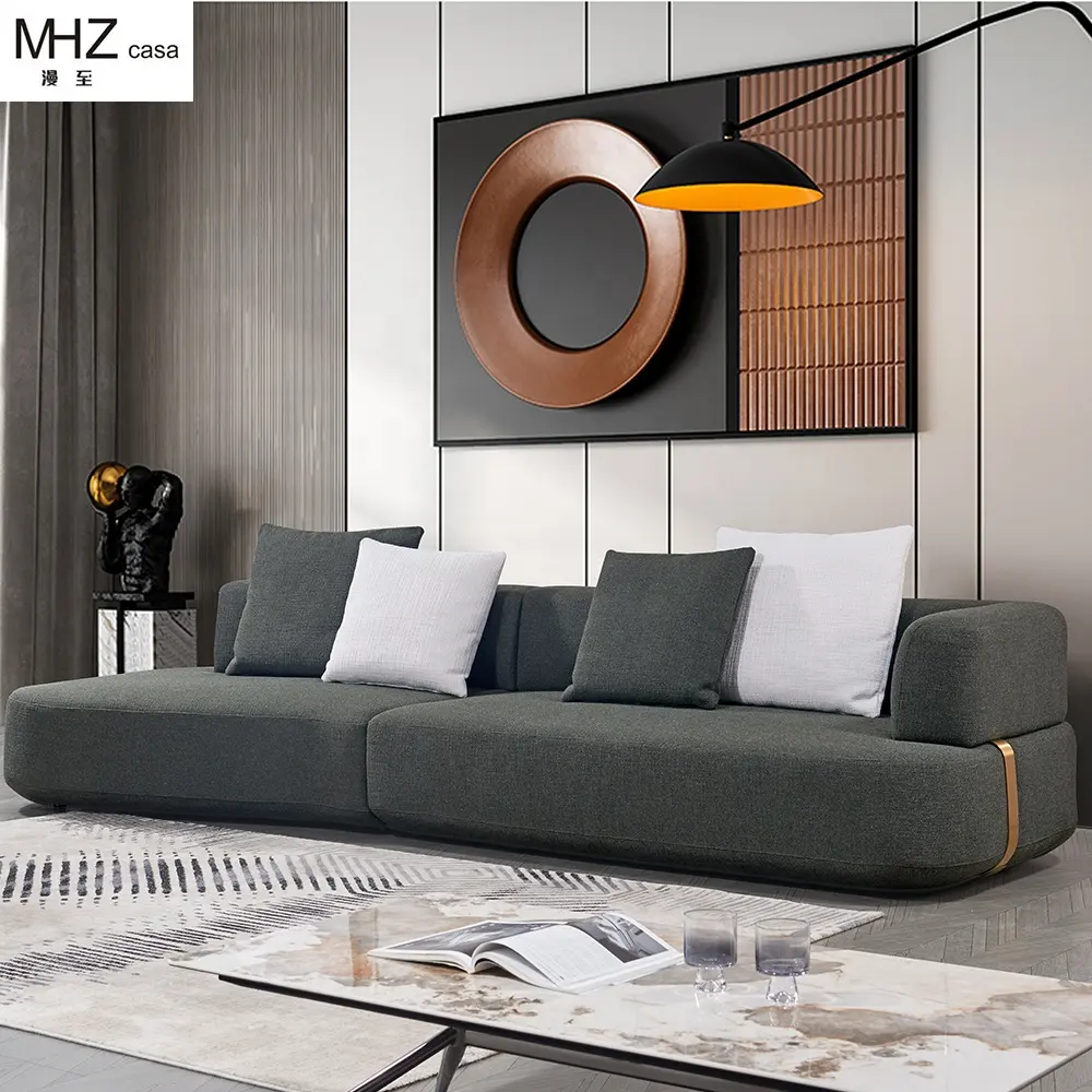 Mhz Casa High-End Moderne Huismeubelen Sectionele Sofa Stof Lederen L-Vormige Bank Nieuwste Ontwerp Woonkamer Bankstel