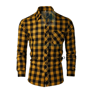 Camisa a Cuadros Casual para Hombre 2025, Manga Larga, Transpirable, de Poliéster Tejido, Cuello Camisero, Corte Holgado, Fabricante Mayorista OEM ODM - Product Image 1