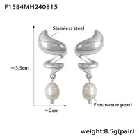 Nouveau 18K Plaqué Or Hiver Boucles D'oreilles En Acier Inoxydable Perle Naturelle Coréenne Haute Qualité OOTD Ampoule Noeud Conception Femmes De Mariage