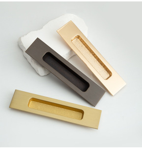 Manijas de Puerta Corredera Empotradas de Latón, Modernas, Ocultas, en Par, para Puertas de Granero - Product Image 2