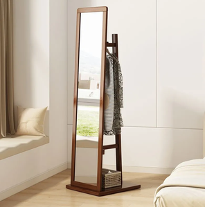 Specchio da Camera da Letto a Figura Intera, Girevole e Mobile, con <span class=keywords><strong>Appendiabiti</strong></span> in Legno Massello - Product Image 1