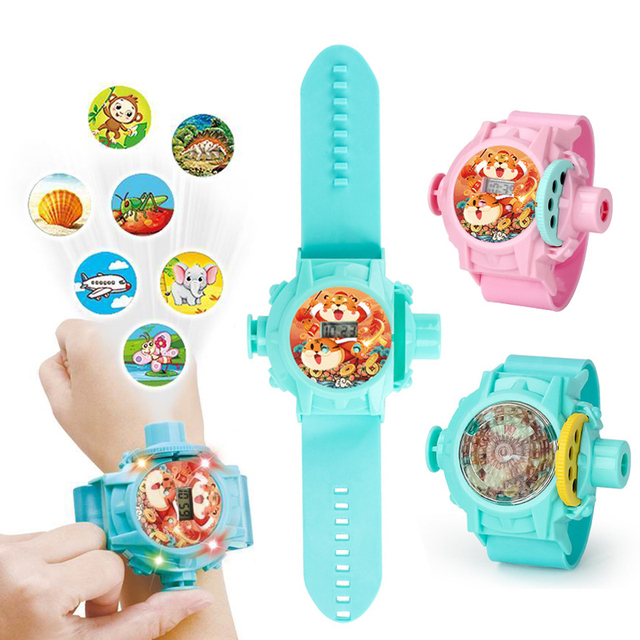 Newest Interesting Educational Cartoon Animal Picture Projection Watch Kids