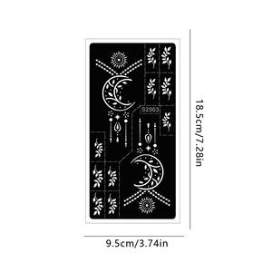 Pochoirs de tatouage au henné Moon Star, motifs floraux arabes ajourés, modèles réutilisables, feuilles de <span class=keywords><strong>peinture</strong></span> corporelle DIY pour femmes, autocollants de tatouage - Product Image 2