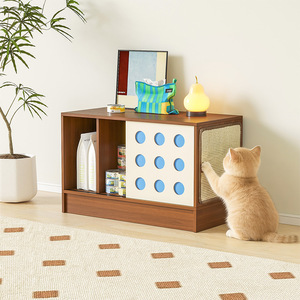 Meuble TV en bois massif de style vintage, unité de rangement multifonctionnelle trois en un pour le salon, décoration de la maison - Product Image 3