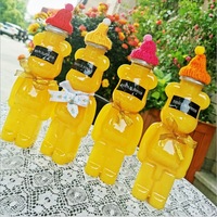 700ML 24OZ 500ML 16OZ Bouteille de café de jus d'ours en plastique PET avec couvercles Étiquette personnalisée