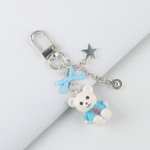 Ute ours en peluche porte-clés étoile accessoires coloré nœud papillon décoration adorable atmosphère pleine - Product Image 6