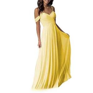 Damen Off-Shoulder Chiffon Kleid A-Linie Rüschen Brautjungfernkleid Langes Abendkleid Ballkleid Festliches Kleid - Product Image 5