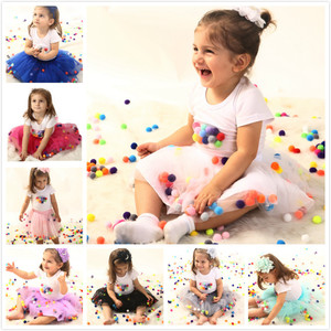 Venta al por Mayor de Fábrica, Lindas Faldas para Bebés y Niñas Pequeñas, Falda de Tul Colorida <span class=keywords><strong>con</strong></span> <span class=keywords><strong>Pompones</strong></span>, Falda Tutú Encantadora para Niñas - Product Image 2
