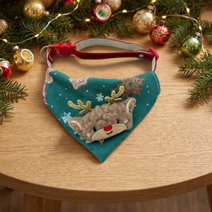 Pañuelo para Perro, Collar para Gato, con Diseño Navideño de Reno y Santa Claus, Ajustable, para Fiestas - Product Image 5