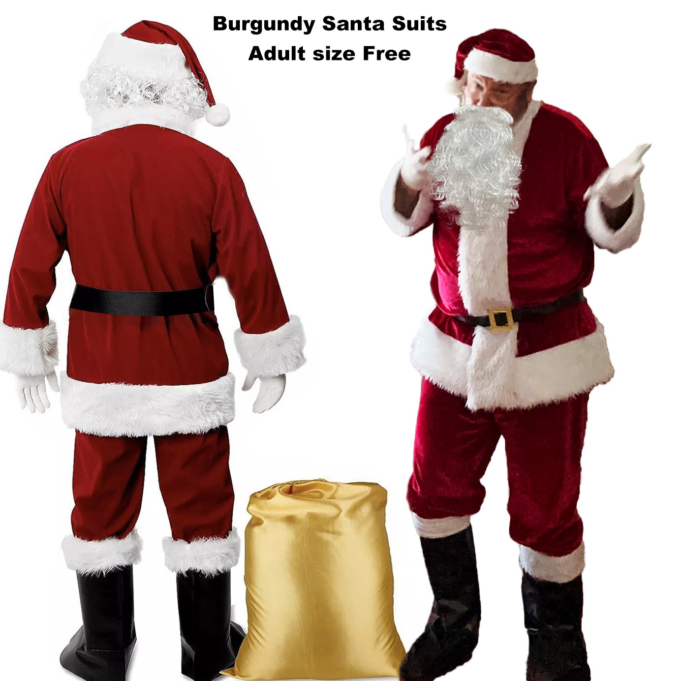 7/10 件豪华酒红色天鹅绒圣诞装饰吉祥物成人圣诞老人服装圣诞老人套装男士角色扮演圣诞老人服装| Alibaba.com, image size:1340x1340