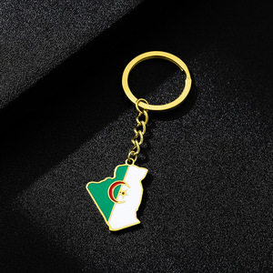 Émail à la mode algérie carte drapeau <span class=keywords><strong>porte</strong></span>-clés pour hommes femmes en acier inoxydable pendentif <span class=keywords><strong>porte</strong></span>-clés couleur or algérien amulette accessoire - Product Image 5