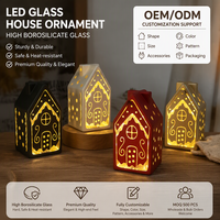 Ornement Lumineux LED en Verre Borosilicate Motif Fenêtre Lichthaus Blanc Chaud Décoration Nuit Vente en Gros Fabricant OEM Coffret Cadeau