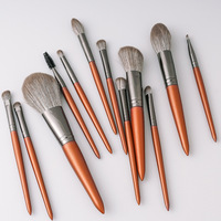 Ensemble professionnel de 12 pinceaux de maquillage en fibres synthétiques, manche en plastique, ultra-doux, pour poudre libre et fard à paupières, pour le visage et les yeux
