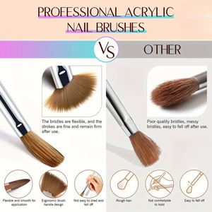 Aurora <b>Nail</b> Art Brush Set Diamond Crystal Kolinsky Hair Acrylic Crimped Ferrule <b>Extension</b> Painting Tool for Manicure <b>Nail</b> Design - Product Image 5