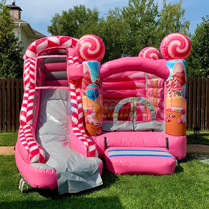 Backyard kids outdoor party bouncer sweet country combo slide commercial <b>inflatable</b> candyland bouncy castle - Product Image 1