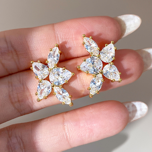 ต่างหูเพชรทรงหยดน้ำชุบทอง 18K ขายส่งจำนวนมากสำหรับผู้หญิง - Product Image 2