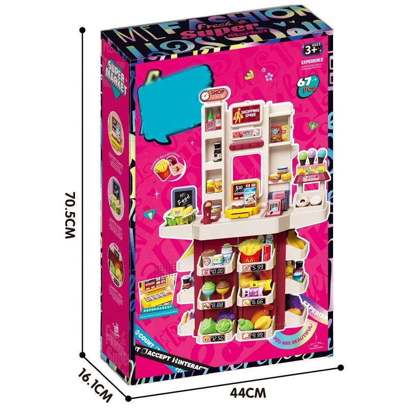 67 PCS Big Size Multi-function Toy Supermarket Checkout Set Online Shopping  for Kids Toys Plastic Supermarket Toy