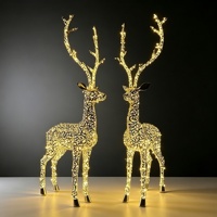 Sculpture d'animal LED lumineuse, motif cerf en fil doré, décoration de fête d'Halloween, affichage de jardin, extérieur/intérieur, indice de protection IP65