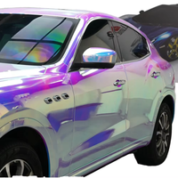 Vinilo Holográfico Cromado Rosa para Envoltura de Autos, Película PET HD con Cambio de Color, Libre de Burbujas y con Liberación de Aire