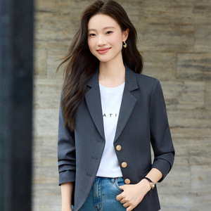 Pink Women's Blazer Solid Color No-Wrinkle Treatment Casual Fit Autumn Style - Product Image 2
