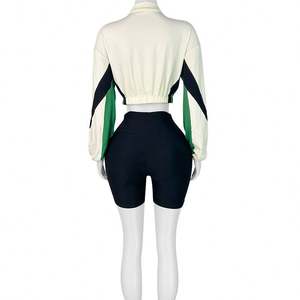 Abbigliamento donna 2 pezzi completo pantaloncini <span class=keywords><strong>aderenti</strong></span> e giacche sportive da donna Set di pantaloncini da donna attillati due pezzi - Product Image 5