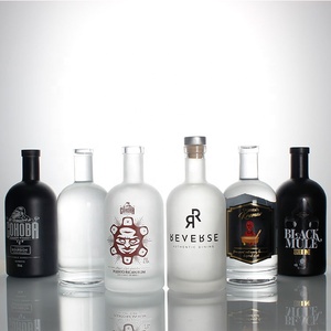 Tùy Chỉnh Logo Đen In Ấn Thêm Đá Lửa Chai Thủy Tinh Sương Giá Rượu Chai 750Ml 700Ml Rượu Mạnh Chai Thủy Tinh - Product Image 4