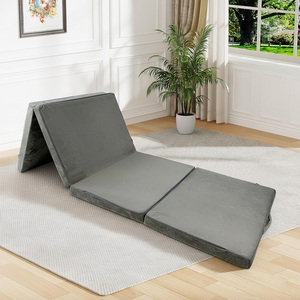 Matelas pliant simple pleine grandeur personnalisé, matelas <span class=keywords><strong>de</strong></span> sol à 4 plis avec design antidérapant, idéal pour les voyages en camping-car, le camping et les invités - Product Image 1