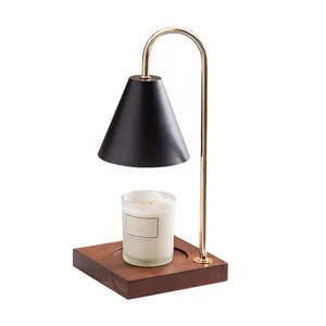 Wholesale electric modern wooden base candle warmer lamps fragrance burner incense melt lantern light indoor