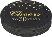 Assiette en papier jetable moderne de 9 pouces en feuille d'or noire Cheers to 30 Years 30th Birthday Anniversary Party Supplies