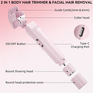 Depiladora Eléctrica 2 en 1 de Doble Cabezal, Mini Depiladora <span class=keywords><strong>para</strong></span> Cuerpo, Zonas Sensibles, <span class=keywords><strong>Vello</strong></span> Facial, Máquina Recortadora <span class=keywords><strong>para</strong></span> Mujeres - Product Image 5