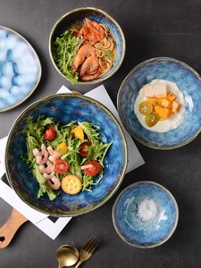 Vente en gros de saladier de style japonais Four bleu clair vaisselle en céramique <span class=keywords><strong>assiettes</strong></span> et bol vaisselle service de vaisselle en porcelaine - Product Image 5