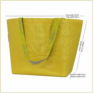 กระเป๋าโท้ทผู้ชายแบบถัก PP ขนาดใหญ่พิเศษ 4 ใบ ยี่ห้อ Yilu พร้อมหูหิ้ว สีเหลือง สำหรับใส่ของ<span class=keywords><strong>ช้</strong></span><span class=keywords><strong>อป</strong></span>ปิ้ง - Product Image 4