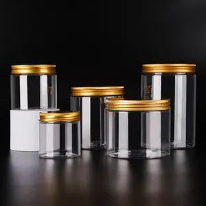 Hot Selling Stock Spot Transparent Jar Cosmetics Body Scrub Container Empty Pet Plastic Jar With Aluminum Lid