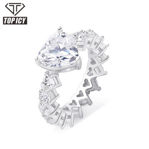 Nuovo Arrivo accessori moda Oro Argento rosa Color oro Iced Out Micro Pavimentato AAA CZ cuore di Pietra Hip Hop delle donne anello - Product Image 1