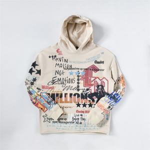 Custom Logo Heavyweight 450 GSM No <b>String</b> Oversized 100% Cotton Graphic Dtg Printing Cropped <b>Hoodie</b> Mens - Product Image 1