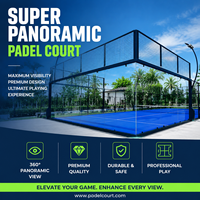 Terrain de padel mobile extérieur avec panneaux en verre trempé, design panoramique, structure en acier, dimensions 20m * 10m