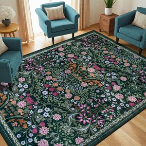 Tappeto da <span class=keywords><strong>soggiorno</strong></span> classico motivo floreale 5x7 <span class=keywords><strong>in</strong></span> lana sintetica lavabile Boho antiscivolo Tappeto da interno anti macchie di spessore 1.5mm - Product Image 1