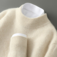 Reiner Wollpullover für Herren, Herbst und Winter Halbrollkragen Verdickter Weicher und Lockerer Pullover Strick-Basisshirt Kaschmirpullover
