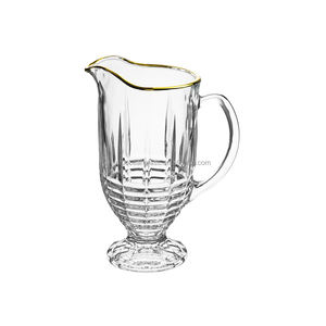 Pichet en verre transparent avec bord doré, serveur <span class=keywords><strong>de</strong></span> boissons élégant pour eau, jus, thé glacé, verres décoratifs - Product Image 1