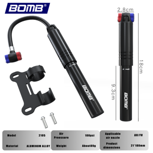Aluminum Alloy Bicycle Pump Convertible Nozzle Adapter 80-130PSI Manual Air Inflator for Schrader and Presta <b>Valves</b> - Product Image 6