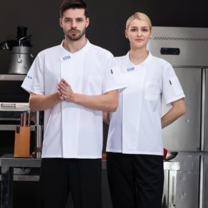 Unisex Cook Chef uniformi Design classico manica corta cappotto per Hotel e ristorante per il personale del Bar-giacca da donna - Product Image 2