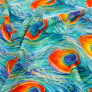 <strong>Peacock</strong> Feather Super Soft Cotton Voile Animal Special Printed <strong>Fabric</strong> for Lady Dress - Product Image 1