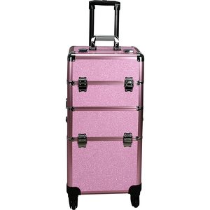 Estuche 4 en 1 con estructura de aluminio para maquillaje, carrito con 4 ruedas y 2 llaves - Product Image 3