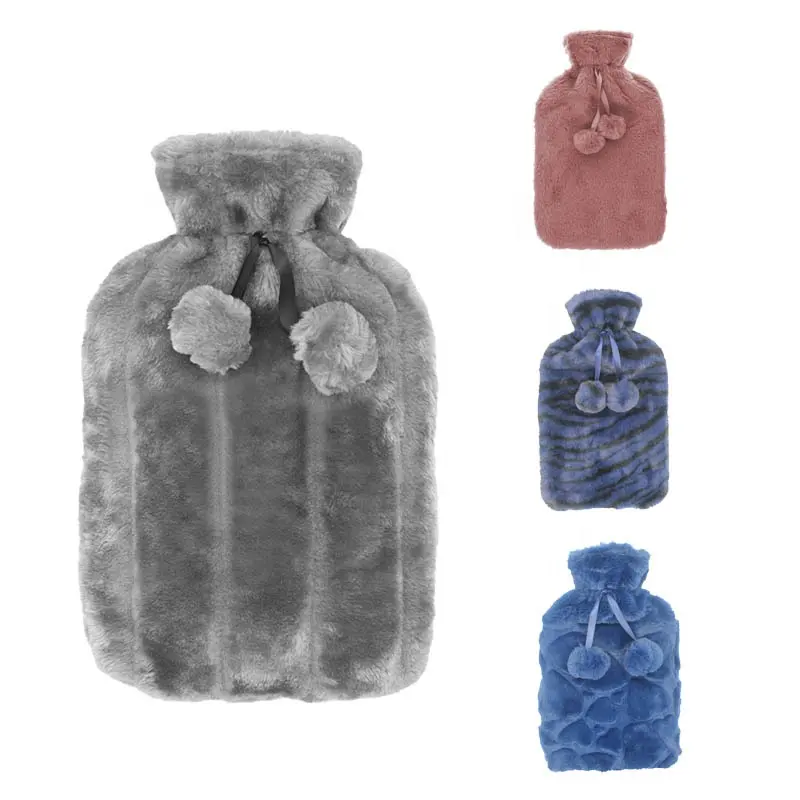 medical rubber hot water bottle with plush cover custom soft luxury faux fur bs hot water bag cover