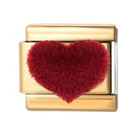 1 pièce Breloque en acier inoxydable style italien, motif cœur fraise rouge et rayures vertes dorées, pour la création de bijoux DIY (bracelets, colliers)