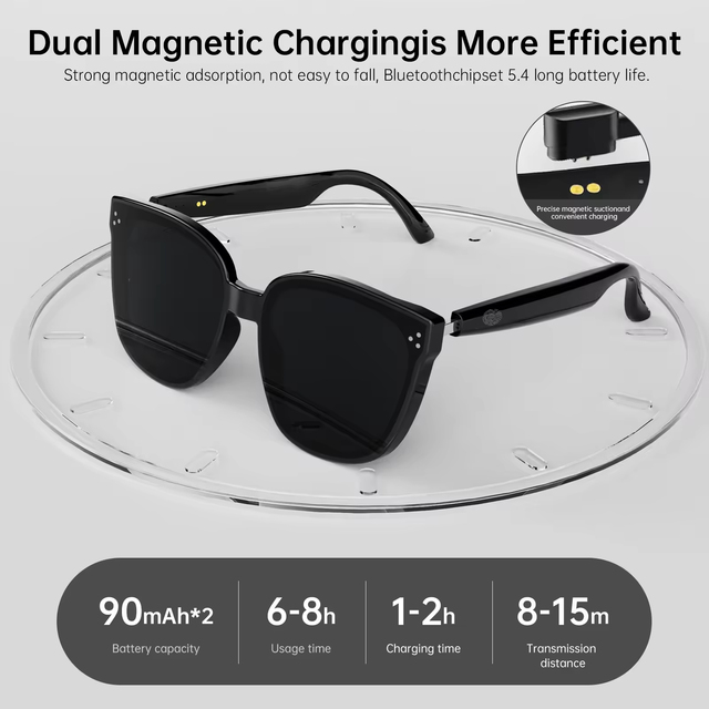 Smart Glasses with Bone Conduction for Calling, Listening to Music, Bluetooth Connection, Comfortable to Wear