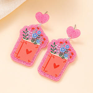 Livre coloré fleurs papillon acrylique boucles d'oreilles retour à l'école remise des diplômes cadeau de fête des enseignants pour les femmes Uionen 1808 - Product Image 5