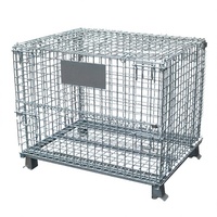 Cage en métal empilable galvanisée à chaud, robuste, pliable, en treillis métallique, pour le stockage de marchandises en entrepôt