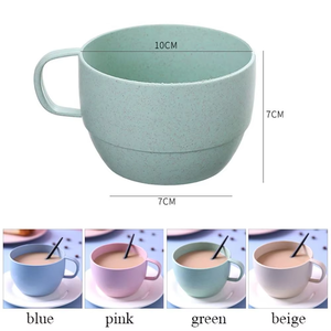 Wheat Straw Coffee Mug Stackable Eco-friendly Milk <b>Cup</b> BPA Free Pastel Color Unbreakable Plastic <b>Cup</b> for Home Office Kitchen - Product Image 6