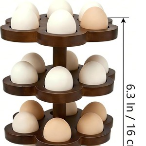 Organizador Giratorio de Madera Maciza para Huevos, 5 Niveles, para Mantener Frescos los Huevos, Organizador de Almacenamiento de Escritorio - Product Image 4